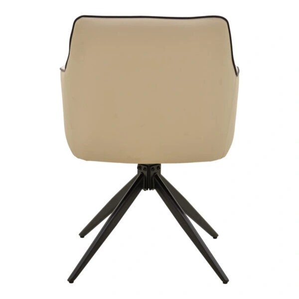 Πολυθρόνα Debra  περιστρεφόμενη μπεζ ύφασμα-pu με πόδι μετάλλου σε μαύρη απόχρωση 60x64x83εκ