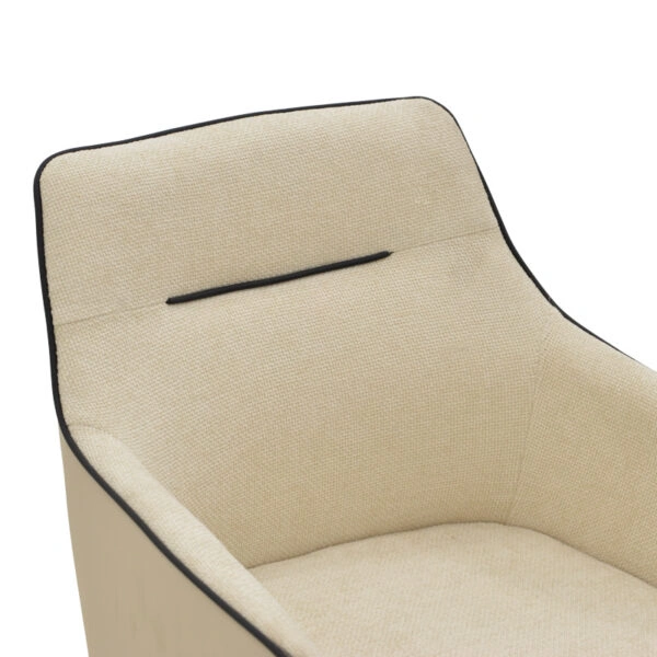 Πολυθρόνα Debra  περιστρεφόμενη μπεζ ύφασμα-pu με πόδι μετάλλου σε μαύρη απόχρωση 60x64x83εκ