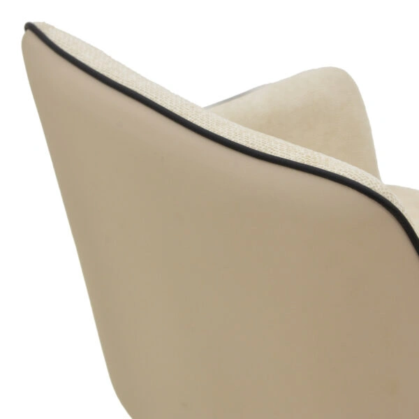 Πολυθρόνα Debra  περιστρεφόμενη μπεζ ύφασμα-pu με πόδι μετάλλου σε μαύρη απόχρωση 60x64x83εκ