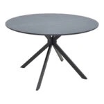 Τραπέζι Xuson  mdf σε ανθρακί απόχρωση με πόδι μαύρο μέταλλο Φ120x75εκ