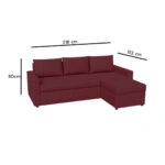 Concept Γωνιακός Καναπές Κρεβάτι με Αναστρέψιμη Γωνία & Αποθηκευτικό Χώρο Μπορντώ 218x153x80cm