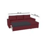 Concept Γωνιακός Καναπές Κρεβάτι με Αναστρέψιμη Γωνία & Αποθηκευτικό Χώρο Μπορντώ 218x153x80cm