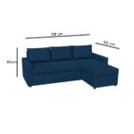 Concept Γωνιακός Καναπές Κρεβάτι με Αναστρέψιμη Γωνία & Αποθηκευτικό Χώρο Μπλέ 218x153x80cm