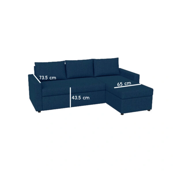 Concept Γωνιακός Καναπές Κρεβάτι με Αναστρέψιμη Γωνία & Αποθηκευτικό Χώρο Μπλέ 218x153x80cm