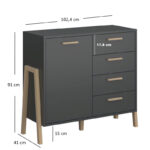 Μπουφές Belle Ανθρακί 102.5x41x91cm