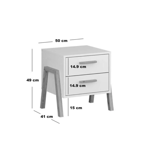 Κομοδίνο Belle Λευκό 50x41x49cm