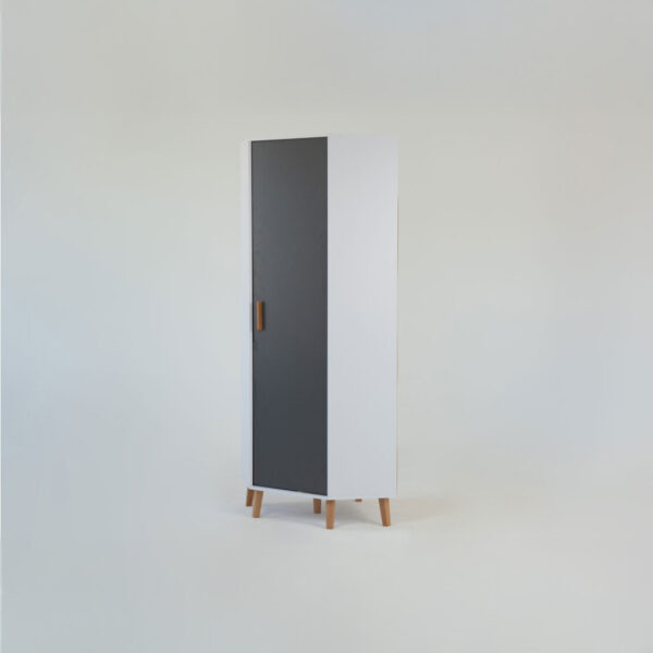 Γωνιακή Ντουλάπα Timmy Λευκό-Γραφίτη-Γκρι 71.3x71.3x199cm