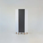 Γωνιακή Ντουλάπα Timmy Λευκό-Γραφίτη-Γκρι 71.3x71.3x199cm