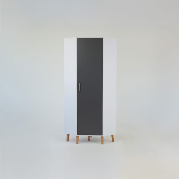 Γωνιακή Ντουλάπα Timmy Λευκό-Γραφίτη-Γκρι 71.3x71.3x199cm