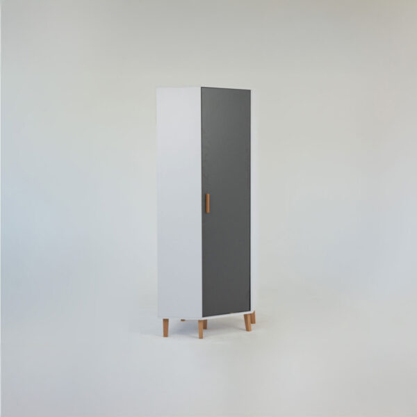 Γωνιακή Ντουλάπα Timmy Λευκό-Γραφίτη-Γκρι 71.3x71.3x199cm