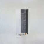 Γωνιακή Ντουλάπα Timmy Λευκό-Γραφίτη-Γκρι 71.3x71.3x199cm