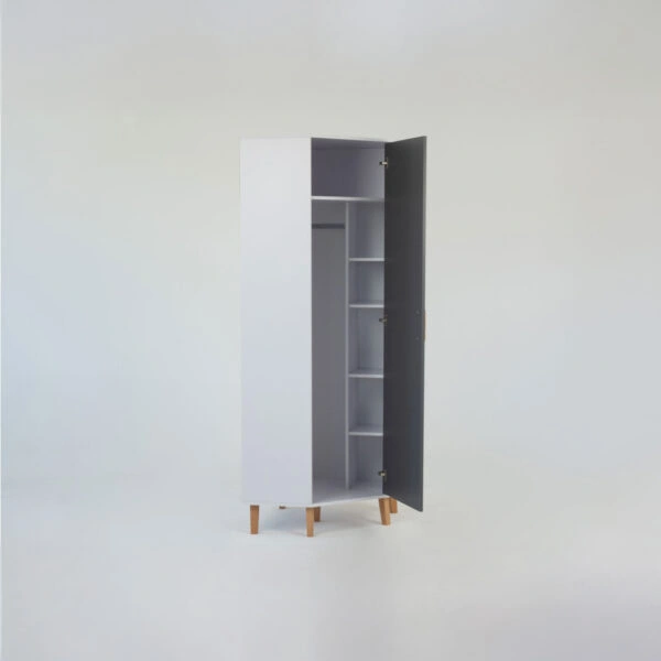 Γωνιακή Ντουλάπα Timmy Λευκό-Γραφίτη-Γκρι 71.3x71.3x199cm