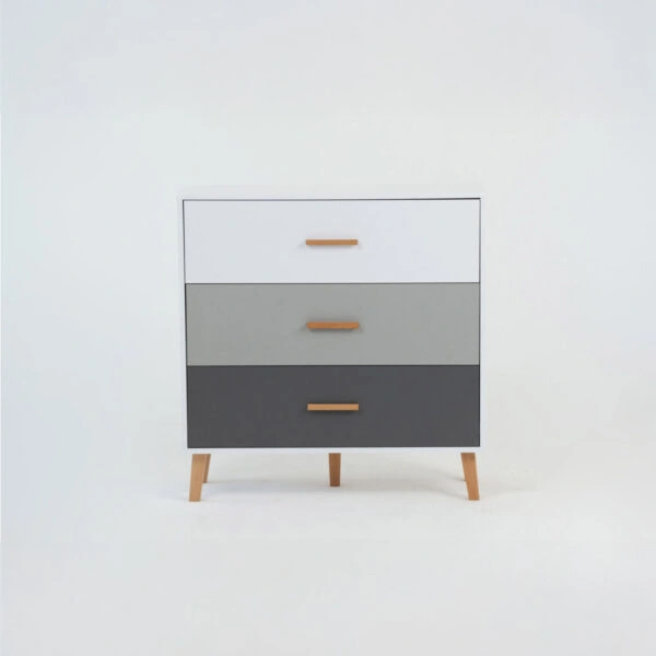 Συρταριέρα Timmy Λευκό-Γραφίτη-Γκρι 90x36x92cm