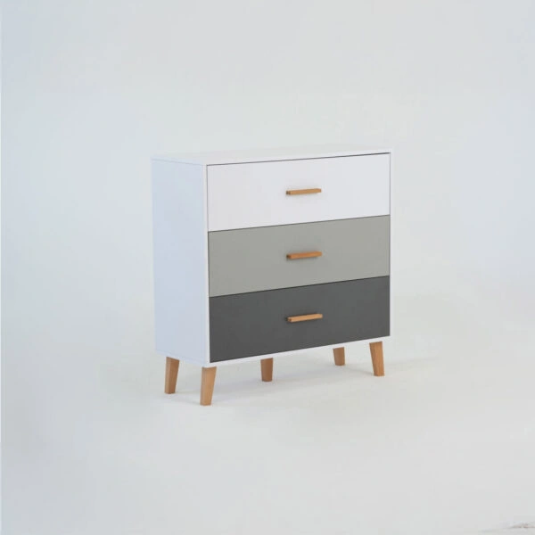 Συρταριέρα Timmy Λευκό-Γραφίτη-Γκρι 90x36x92cm