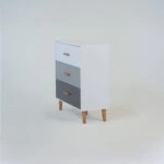 Συρταριέρα Timmy Λευκό-Γραφίτη-Γκρι 90x36x92cm