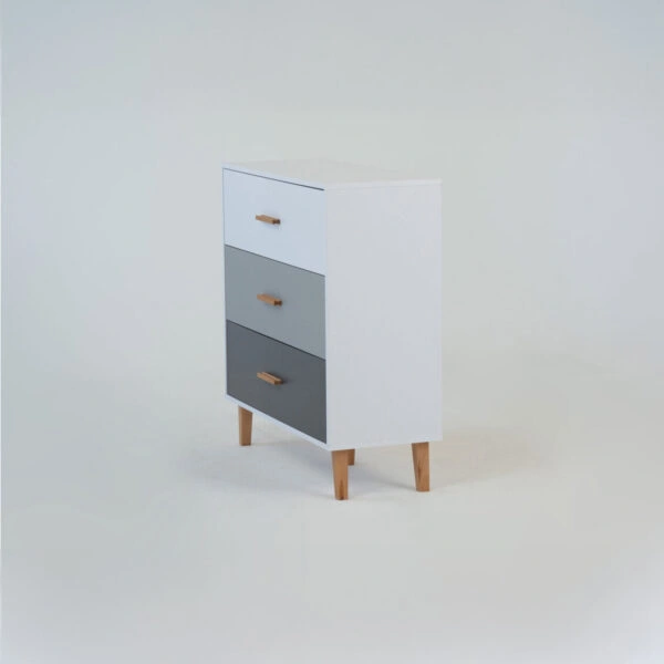 Συρταριέρα Timmy Λευκό-Γραφίτη-Γκρι 90x36x92cm