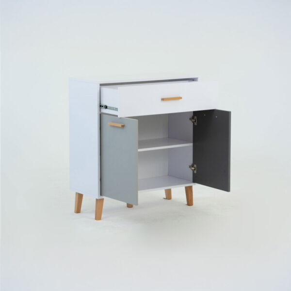 Κομότα Timmy Λευκό-Γραφίτη-Γκρι 84x36x92cm