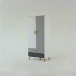 Ντουλάπα Timmy 2D2S Λευκό-Γραφίτη-Γκρι 90x50x199cm