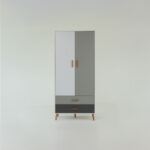 Ντουλάπα Timmy 2D2S Λευκό-Γραφίτη-Γκρι 90x50x199cm