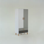 Ντουλάπα Timmy 2D2S Λευκό-Γραφίτη-Γκρι 90x50x199cm