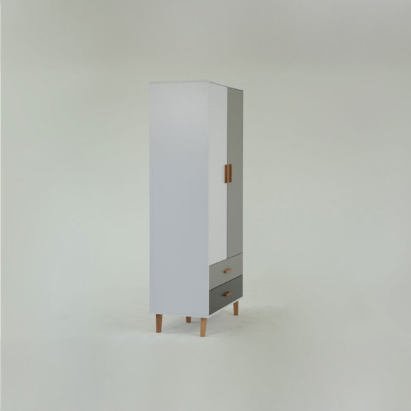 Ντουλάπα Timmy 2D2S Λευκό-Γραφίτη-Γκρι 90x50x199cm