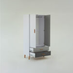 Ντουλάπα Timmy 2D2S Λευκό-Γραφίτη-Γκρι 90x50x199cm