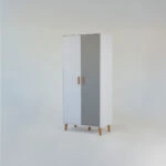 Ντουλάπα Timmy 2D Λευκό-Γραφίτη-Γκρι 90x50x199cm