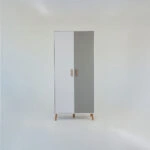 Ντουλάπα Timmy 2D Λευκό-Γραφίτη-Γκρι 90x50x199cm