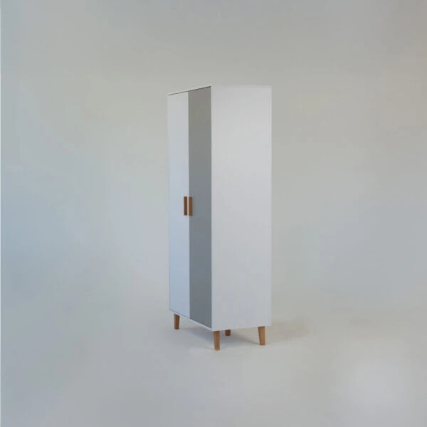 Ντουλάπα Timmy 2D Λευκό-Γραφίτη-Γκρι 90x50x199cm