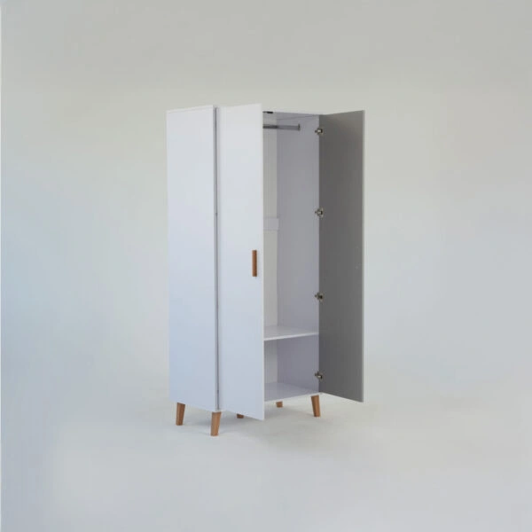 Ντουλάπα Timmy 2D Λευκό-Γραφίτη-Γκρι 90x50x199cm