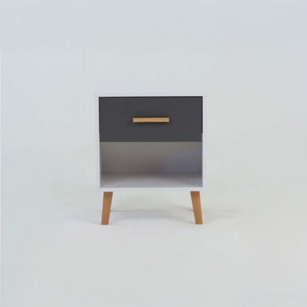 Κομοδίνο Timmy Λευκό-Γραφίτη-Γκρι 46.8x36x57.1cm