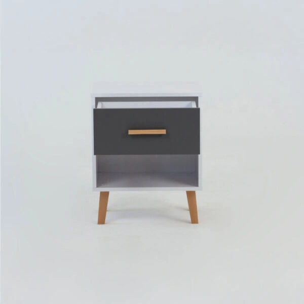 Κομοδίνο Timmy Λευκό-Γραφίτη-Γκρι 46.8x36x57.1cm