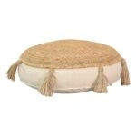 Πουφ Elefon Inart φυσικό-εκρού ύφασμα Φ35x12εκ