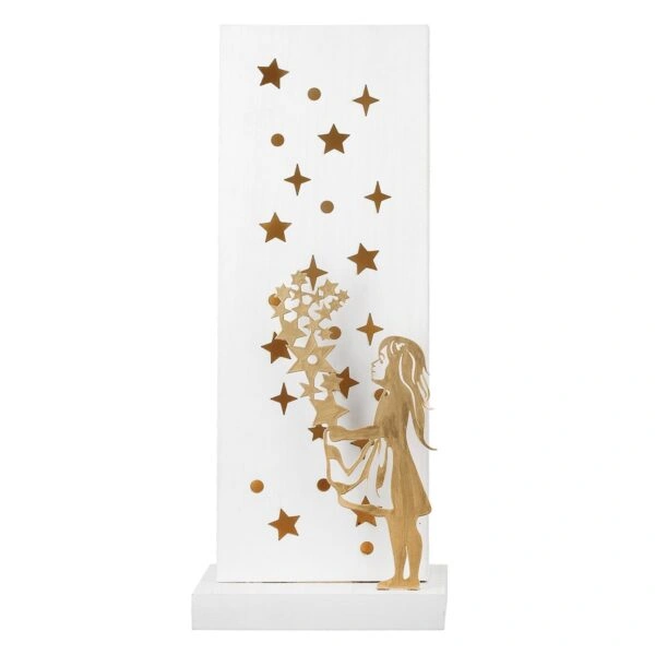 Stand Relief (Led) Rectangular "Sternenmadchen" Αστέρι Pattern Mdf Λευκό PU 10x7x24cm