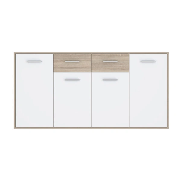 Μπουφές Drepen μελαμίνη σε λευκό και sonoma χρώμα 162.3x34.2x81.7εκ