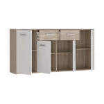 Μπουφές Drepen μελαμίνη σε λευκό και sonoma χρώμα 162.3x34.2x81.7εκ