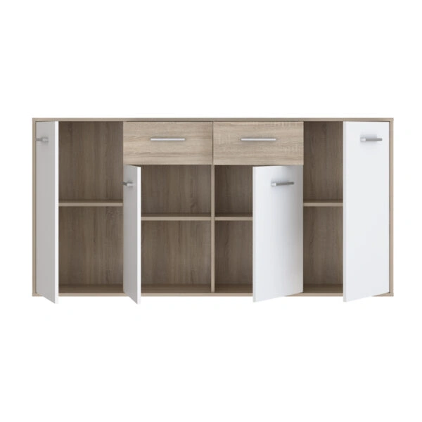 Μπουφές Drepen μελαμίνη σε λευκό και sonoma χρώμα 162.3x34.2x81.7εκ