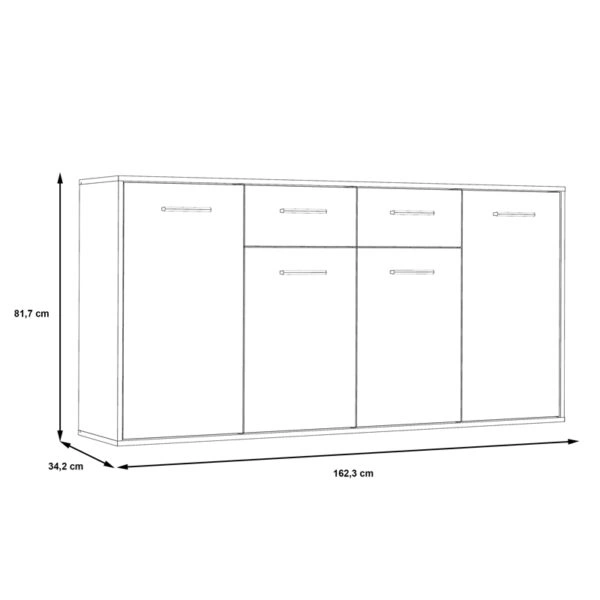 Μπουφές Drepen μελαμίνη σε λευκό και sonoma χρώμα 162.3x34.2x81.7εκ