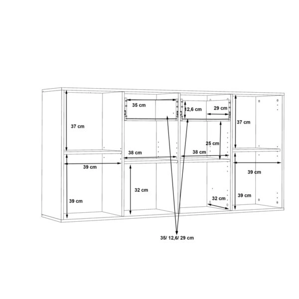 Μπουφές Drepen μελαμίνη σε λευκό και sonoma χρώμα 162.3x34.2x81.7εκ