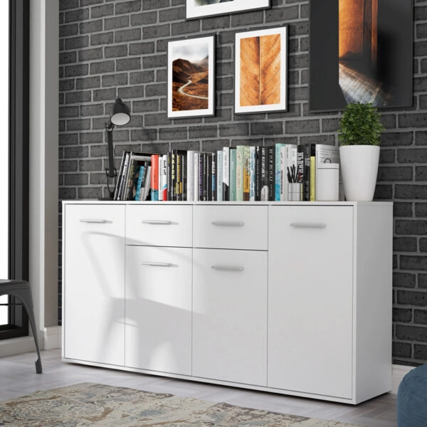 Μπουφές Drepen μελαμίνη σε λευκό χρώμα 162.3x34.2x81.7εκ