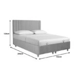 Κρεβάτι με αποθηκευτικό χώρο Lineo μπουκλέ σε μπεζ απόχρωση 160x200εκ