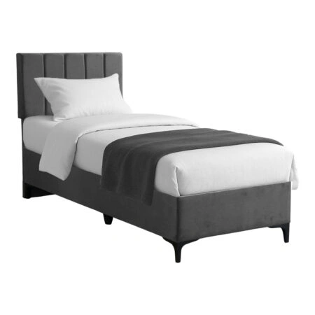 Κρεβάτι Moega ύφασμα σε ανθρακί απόχρωση 90x200εκ