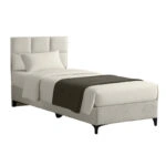 Κρεβάτι Melei  ύφασμα σε κρεμ απόχρωση 90x200εκ