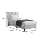 Κρεβάτι Melei  ύφασμα σε κρεμ απόχρωση 90x200εκ