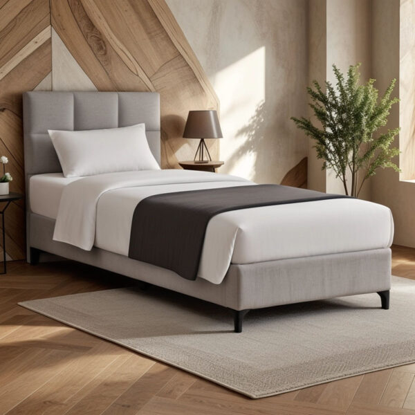 Κρεβάτι Melei  ύφασμα σε γκρι απόχρωση 90x200εκ