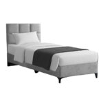 Κρεβάτι Melei  ύφασμα σε γκρι απόχρωση 90x200εκ