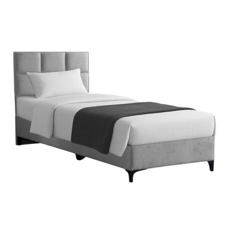 Κρεβάτι Melei ύφασμα σε γκρι απόχρωση 90x200εκ