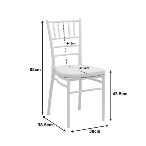 Καρέκλα Tiffany  με μαξιλάρι pp σε λευκή απόχρωση 40x40x88εκ