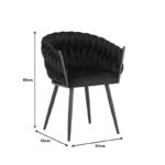 Τραπεζαρία Vivian-Stoyen 5τεμ μαύρο βελούδο - μαύρο μαρμάρου Φ120x75εκ