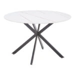 Τραπεζαρία Vivian-Stoyen  5τεμ μπεζ βελούδο - λευκό μαρμάρου Φ120x75εκ